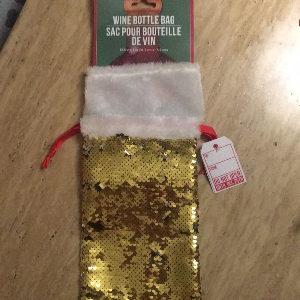 Gold and white Wine Bottle Bag
